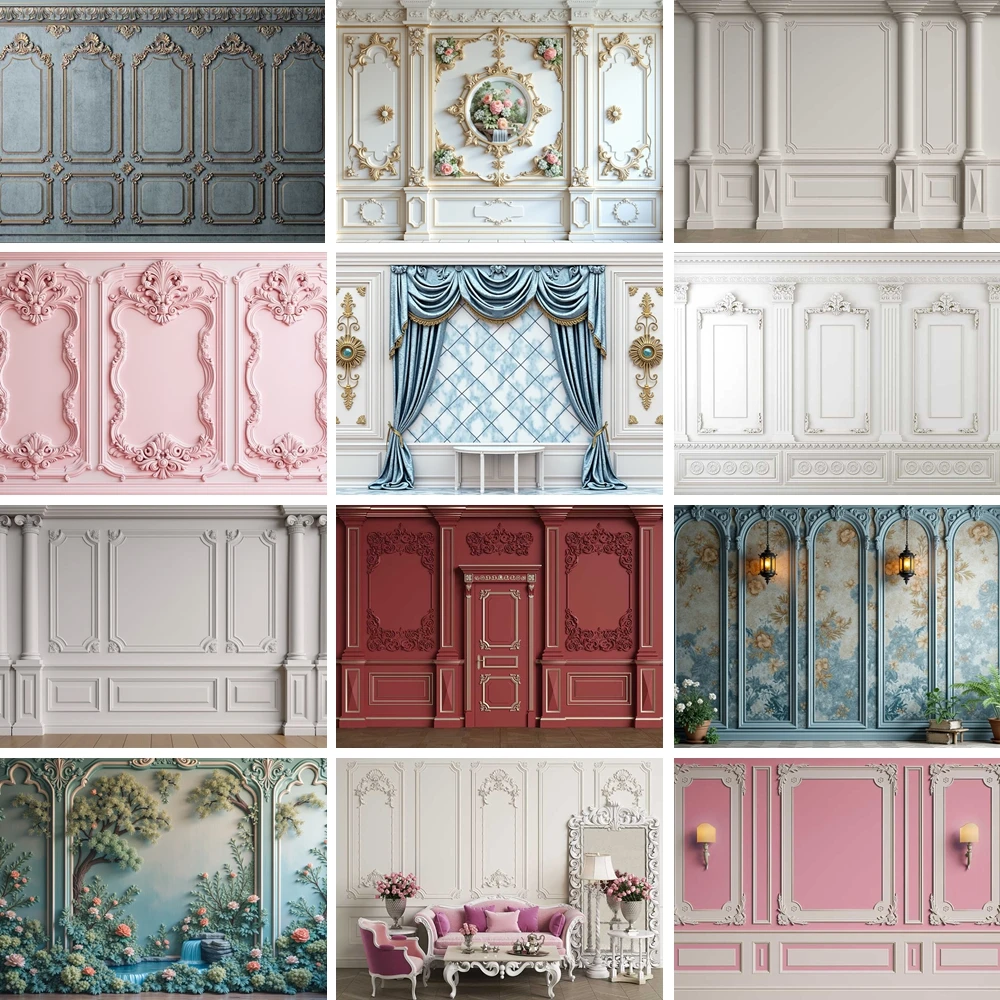 

MOON.QG Red White Westren Wallpaper Backdrop Photography Accessories Palace Castle Backgrounds Photographs Accessories Studio