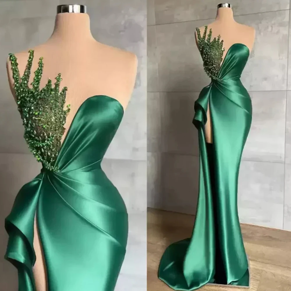 Robe de Soirée Longue à Fente Haute pour Femme, Magnifique, en Fibre de Perles, Style Européen, Nouvelle Collection 2023