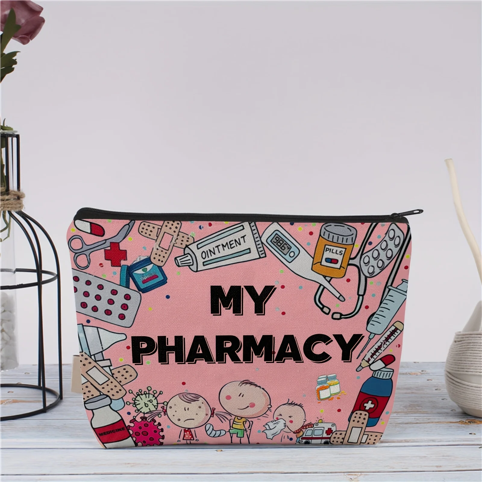 A Travel medical bag cosmetic bag - cute multifunctional zipper bag for women, jewelry storage bag
