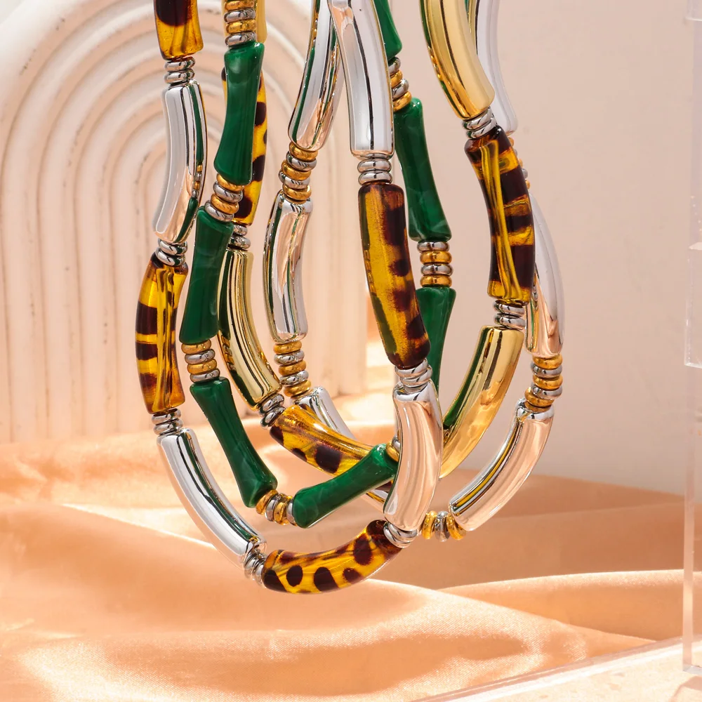 قلادة أكريليك رقيقة على شكل خيزران للرجال والنساء ، قلادة عنق أنبوبية منحنية ، مجوهرات فرنسية رائجة ، هدية ، جديدة