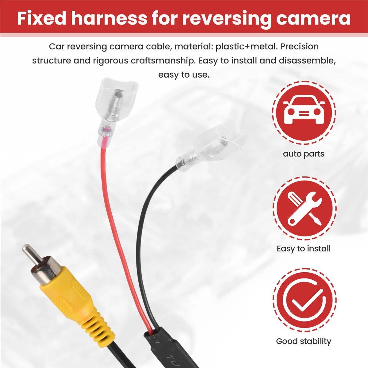 4 Pin Car Reverse Camera Retention Wiring Harness Cable Plug Adapter Connector Fit for