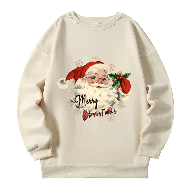 Autumn Winter Warm Plus Size Female Sweatshirts New Santa Claus Graphic Sweatshirts American Vintage Long Sleeve Tops