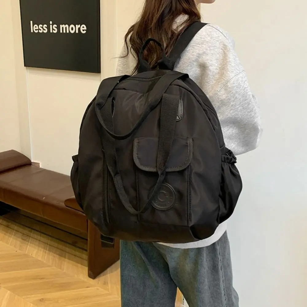 Cute Korean Style Swimming Nylon Backpack Large Capacity Nylon Round Shape Shoulder Bag Solid Color Tote Bag Fitness Bag Travel