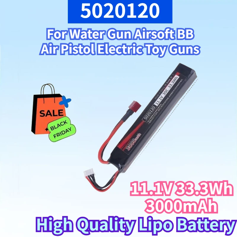 

5020120 11.1V 33.3Wh 3000mAh Lipo Battery for Water Gun Airsoft BB Air Pistol Electric Toy Guns High Quality Replacement Battery
