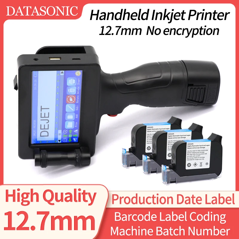 Handheld Inkjet Printer Printing 12.7mm 2588+ JS12 JS10 Portable Production Date Batch code Date Time Lot number Inkjet Coder