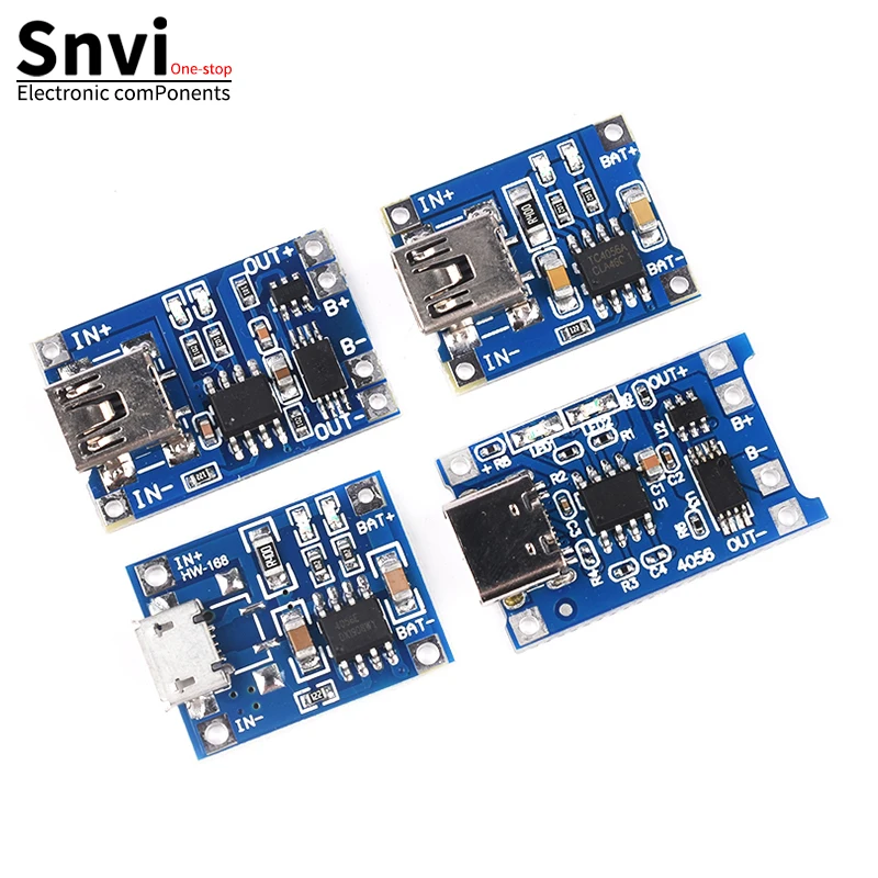 Snvi 5 pcs Micro USB 5V 1A 18650 TP4056 Lithium Battery Charger Module Charging Board With Protection Dual Functions 1A Li-ion