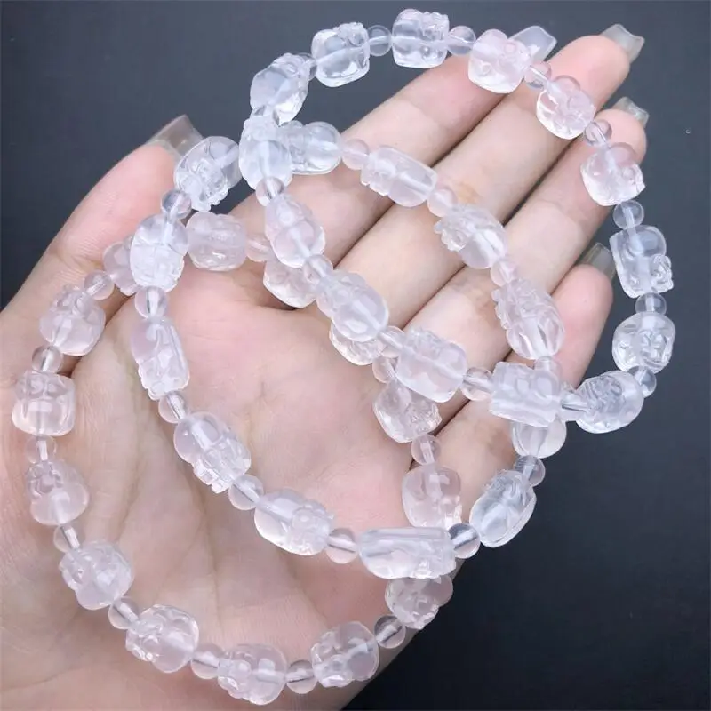 Natural Quartzo Rosa Pixiu Pulseira para Mulheres, Moda Cristal Pedras Preciosas Jóias, Reiki Presente de Cura, 8mm, 1PC