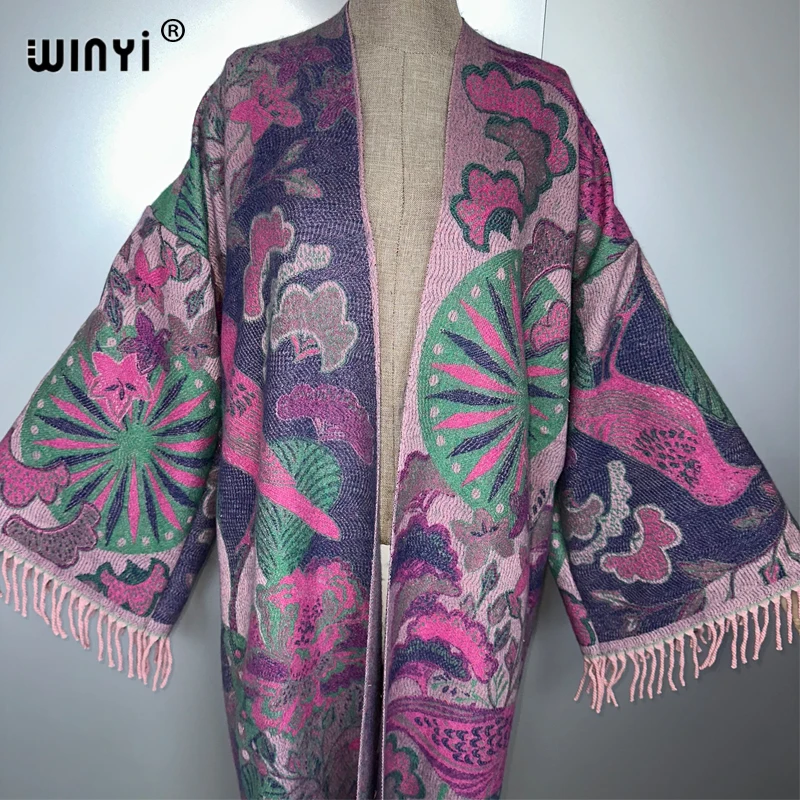 WINYI inverno autunno passerella cappotto per le donne moda stampa nappa lusso lungo soprabito spesso caldo lungo piumino giacca moda