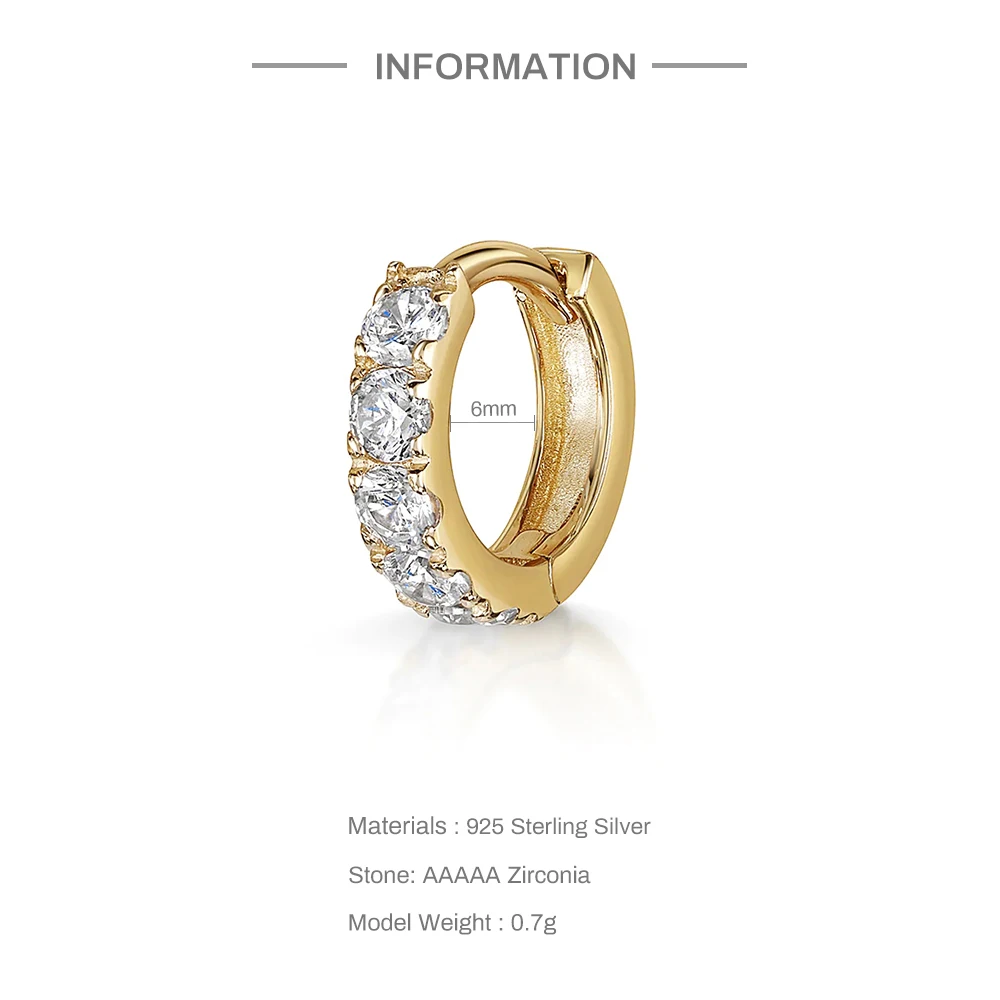 روكسي 925 فضة اثنين مخالب حلق من الماس الغضروف ثقب صف واحد حلق من الماس السيدات تنوعا مجوهرات