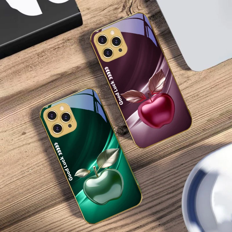 حافظة هاتف آيفون 16 برو ماكس 15 P ro 14 13 Plus 12 Mini 11Pro Max XS Max XR حافظة هاتف من الزجاج المقسى الذهبي البسيط باللون الأسود