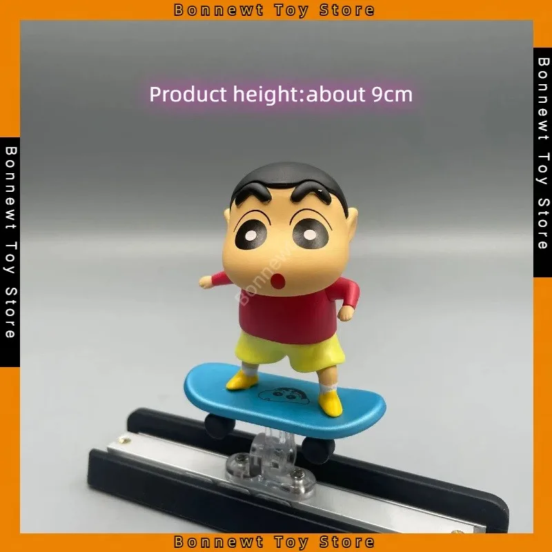 

9cm Crayon Shin-chan, Shin-chan on the pulley, sliding base, scooter, car-mounted creative ornaments, boxed figures