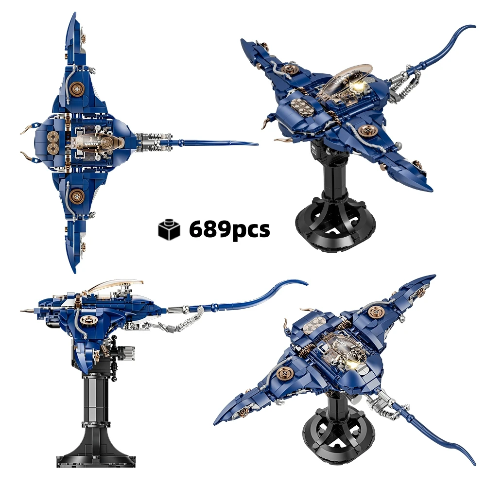 

2025 НОВЫЙ набор механических строительных блоков Manta с лучами MOC Ocean Series, комплект технических кирпичей STEM, детские игрушки, подарок для детей и взрослых