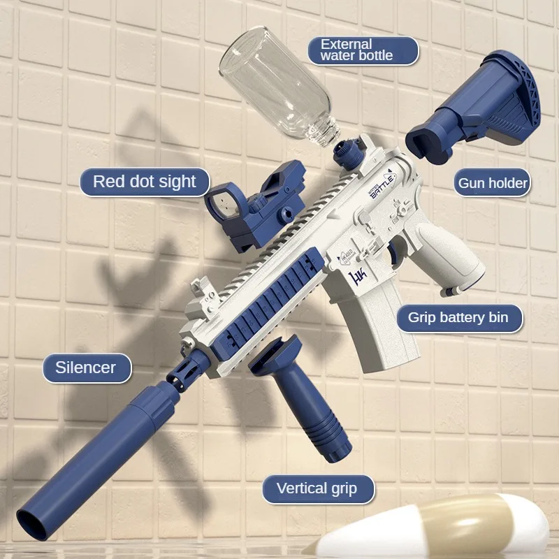 Pistola de agua eléctrica totalmente automática de verano para niños, juguetes recargables de largo alcance, disparo continuo, juego de fiesta espacial, juguete para salpicaduras