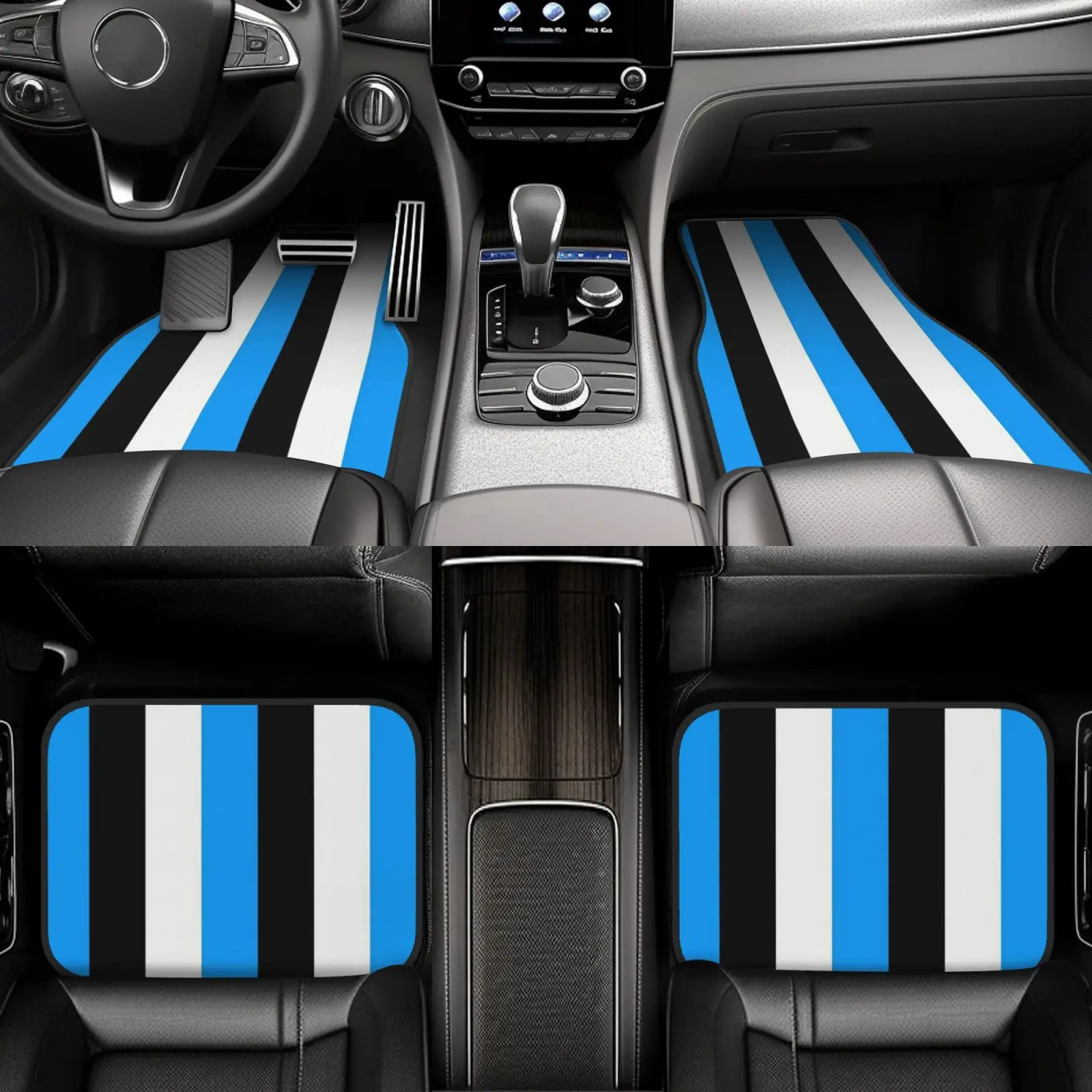Car Floor Mats.1pc Animal Skeleton Crown Checkered Cartoon Striped Universal Car Floor Mat Suitable For Your Car Interior Decora