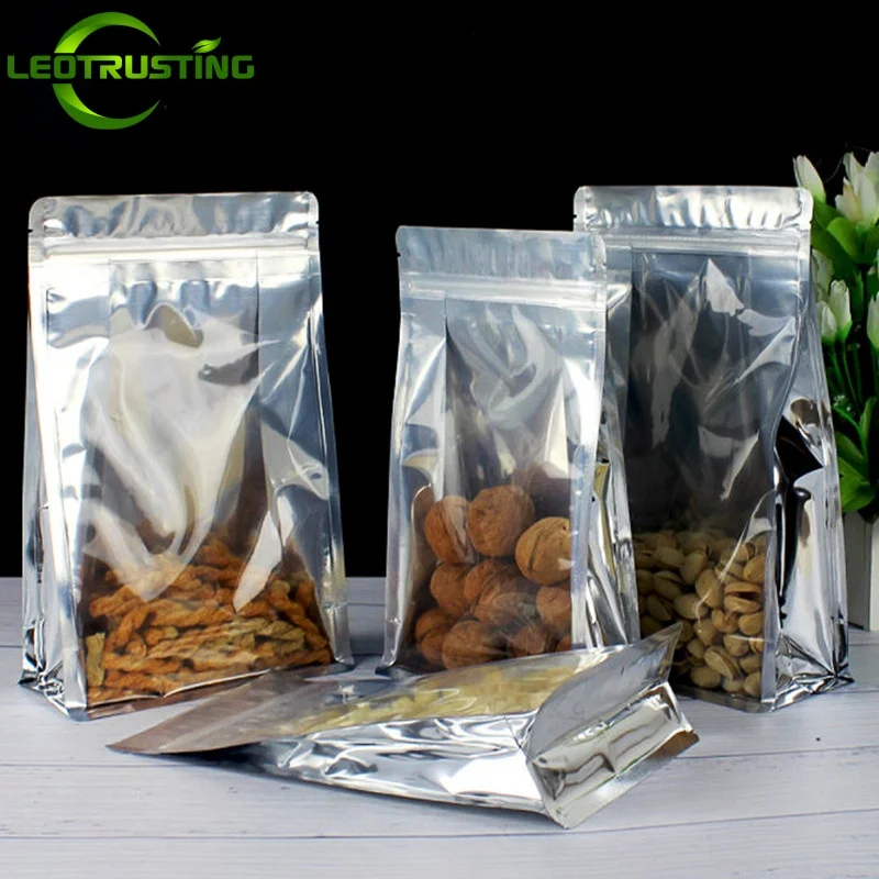 50PCS 3D Stand Up Translucent Aluminum Foil Zipper Bag DIY Xmas Snack Coffee Spice Tea Dates Tea Window Gift Storage Pouches