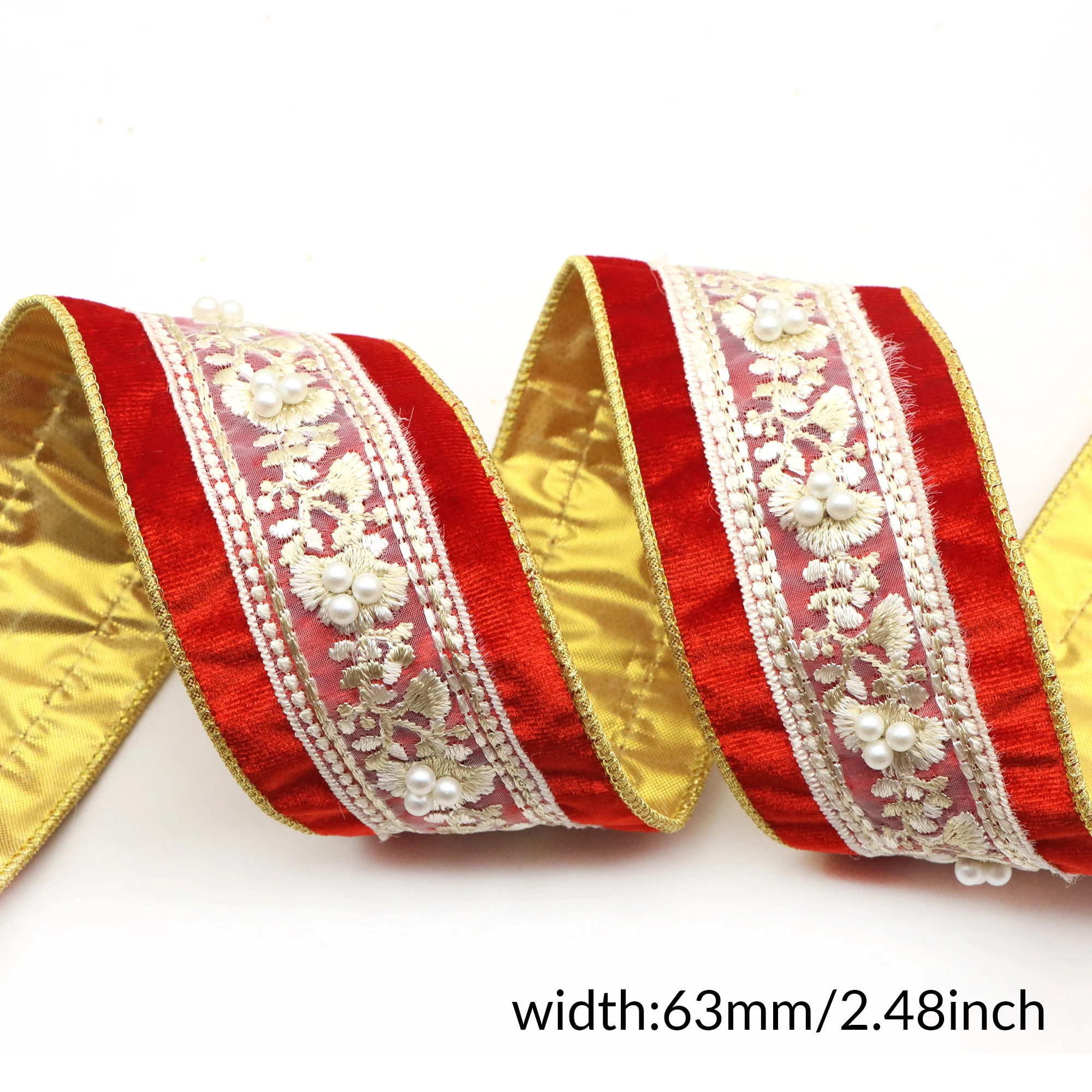 Fita de veludo vermelho bege c - Velvet Ribbon Roll avaliação e preço