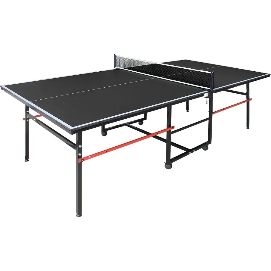 

Складной стол для пинг-понга 6/8/9 футов для использования в помещении и на открытом воздухе с сетчатой стойкой, 2 весла, 3 мяча, черный, красный набор для настольного тенниса