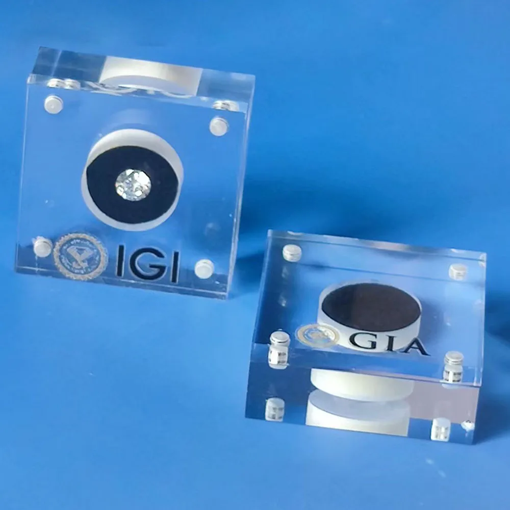 

Набор из 2 прозрачных коробок для хранения драгоценных камней, демонстрационные подставки IGI для свободных бриллиантов, цирконов, CVD-изделий, упаковка для ювелирных изделий