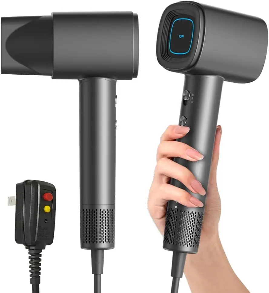

Professional Quiet Hair Dryer with Magnetic Nozzle, 1200W Fast Drying Negative Ion Technology for All Hair Types