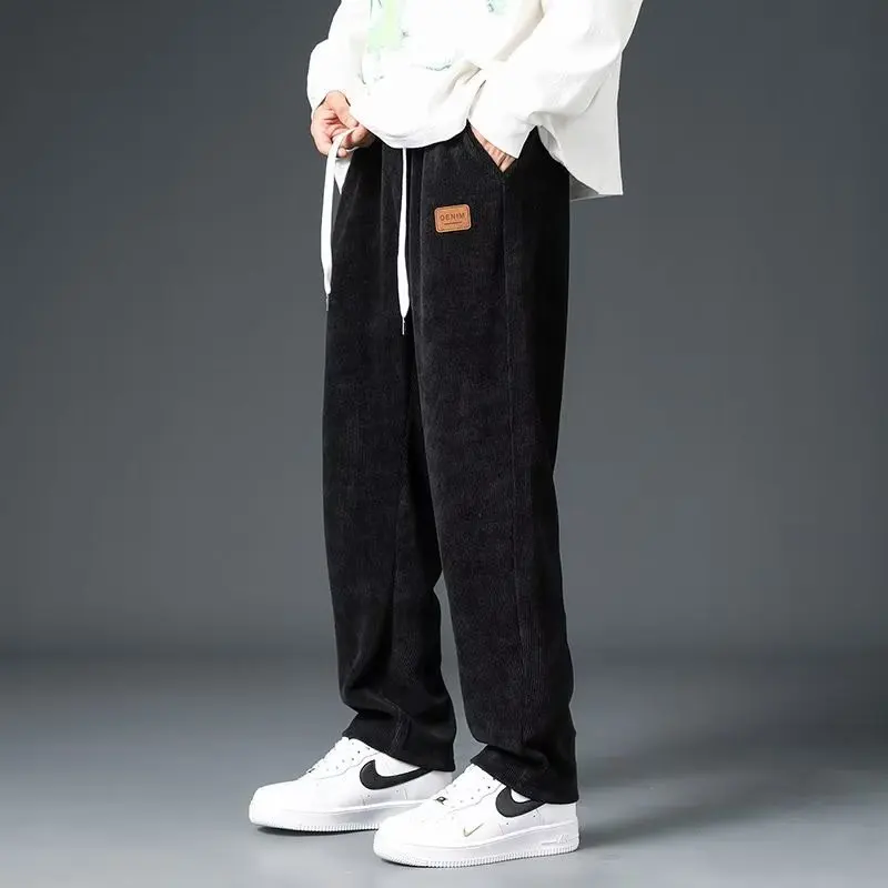 Corduroy Heavyweight Straight Leg Sweatpants Men's Trendy Brand Thick Sports Casual Pants Loose Hanging Work Pants