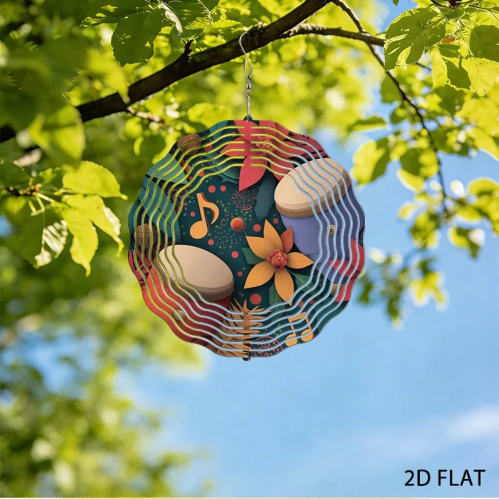 

Wrought Iron Musical Bongo Wind Chimes, Holiday Floral Note Design Garden Decor Outdoor Yard Art Ornament