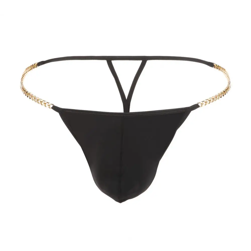 Comfortable Slim Fit Men Thong Men Thong Underwear Men's Ice Silk Thong Underwear with Metal Chains Hollow Out for High image 3