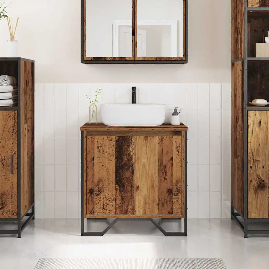 Antiker Waschbeckenschrank aus Holz, 60 x 35 x 60 cm, Holzwerkstoff, Badezimmer, großer Aufbewahrungsschrank, wasserdicht, Haushaltsdekoration