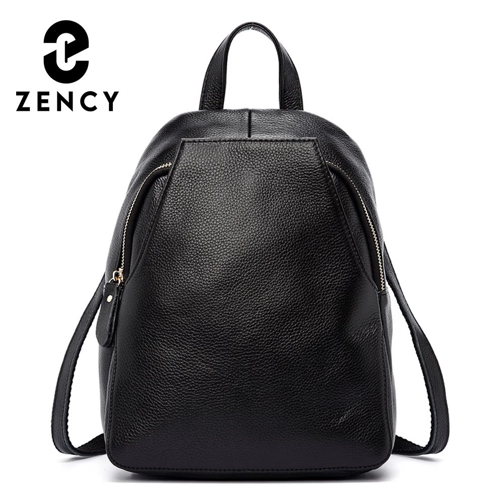 Zency Charm Women Backpack 100% Genuine Leather Anti-theft Button Elegant Female Travel Bags Schoolbag For Girl Holiday Knapsack