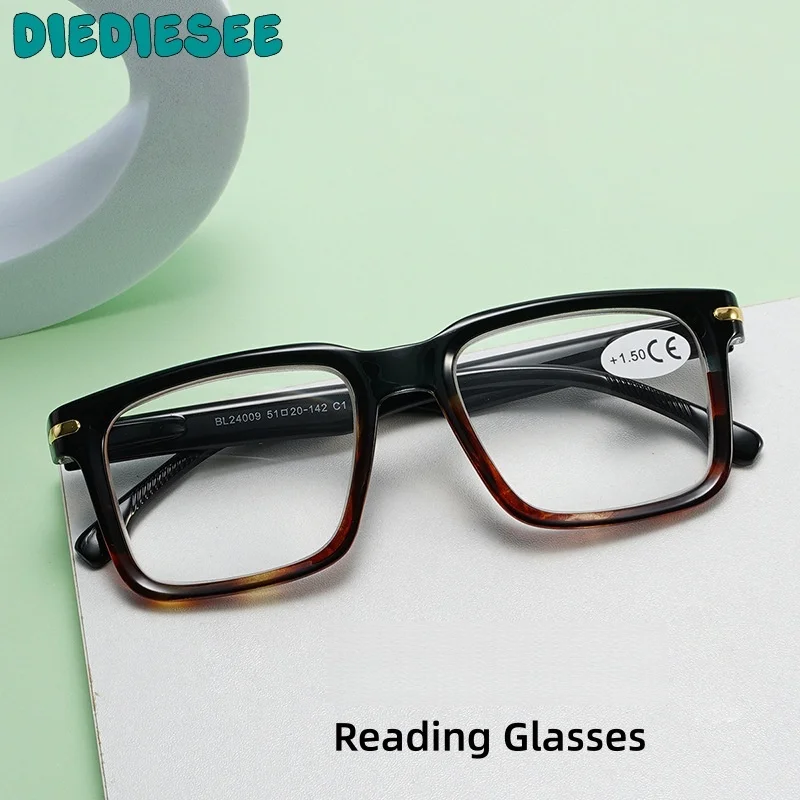 

DIEDIESEE Men's Fashion Retro Reading Glasses Classic Flat Light Glasses Anti Blue Light Fashion Presbyopia Glasses BL24009