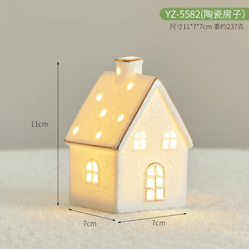 Christmas decoration desktop snowman ceramic ornament, elk small house activity shopping mall window scene arrangement props