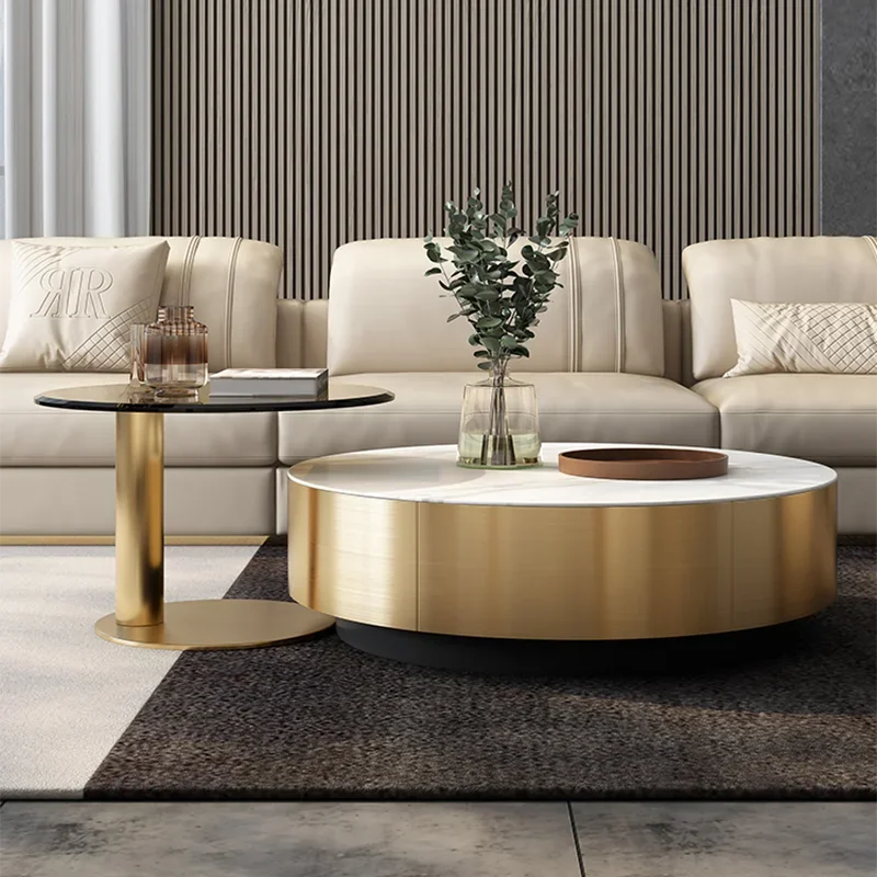 Luxury Round Coffee Tables Center Floor Metal Living Room Designer Dining Coffee Tables Console Side Muebles Home Furniture