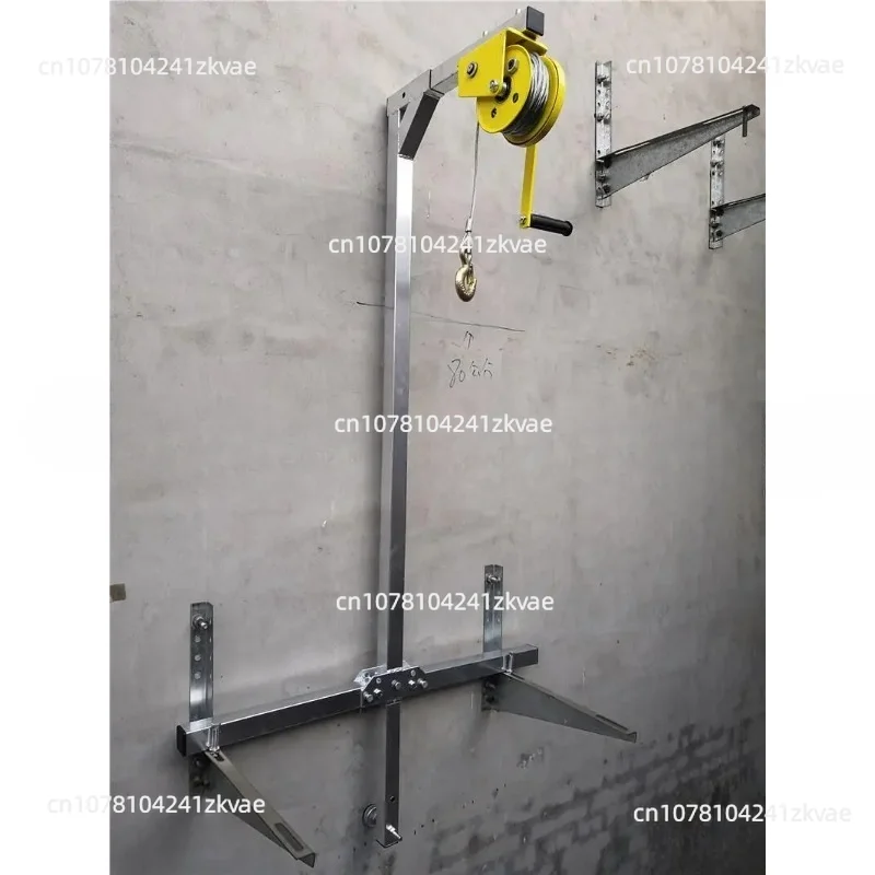 Crane, Folding and Self-locking Manual Winch Assembly, Air-conditioning Manual Winch, Galvanized External Hoisting Tool