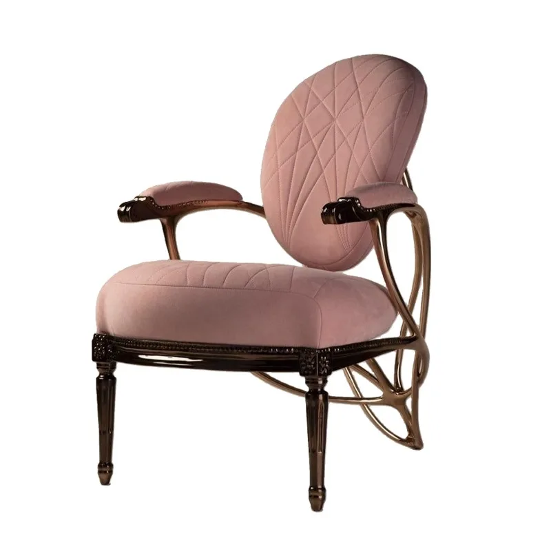 Italian high-end single sofa chair villa living room fabric leisure chair
