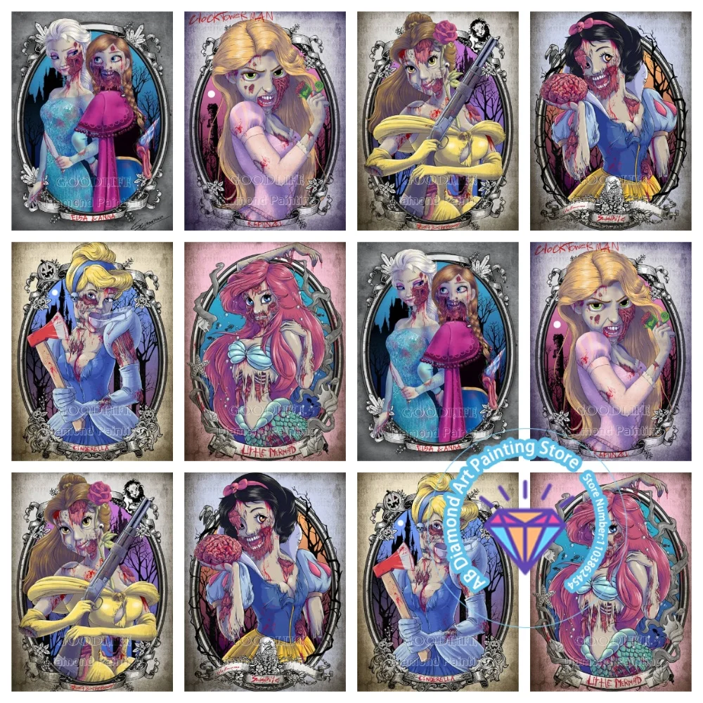 

Horror Girl Princess AB Diamond Painting Kit Square Round Diamond 5D DIY Cross Embroidery Handmade Art Unique Gift Home Decor