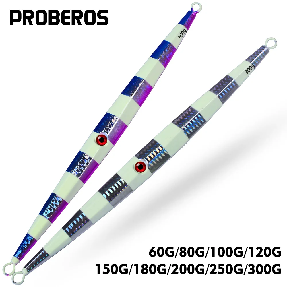 

PROBEROS Slow Sinking Metal Jig 60G-300G Long Casting Slow Sinking Fall Jigs Saltwater Deepsea Fishing Lures Artificial Baits