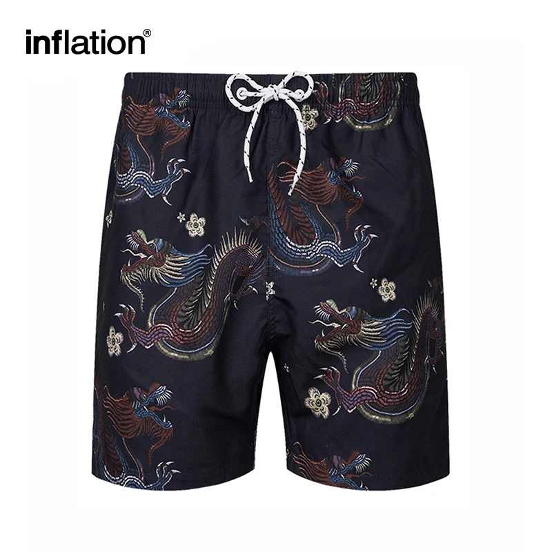 Pantaloncini hawaiani con stampa drago gonfiabile pantaloncini da spiaggia Casual stile vacanza da uomo