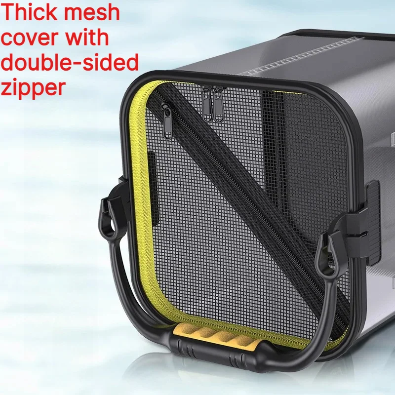 Tragbarer, faltbarer, transparenter Fischereimer, Behälter für lebende Fische, zusammenklappbarer Wassereimer, Outdoor-Camping-Angelköder-Eimer – Detail 4
