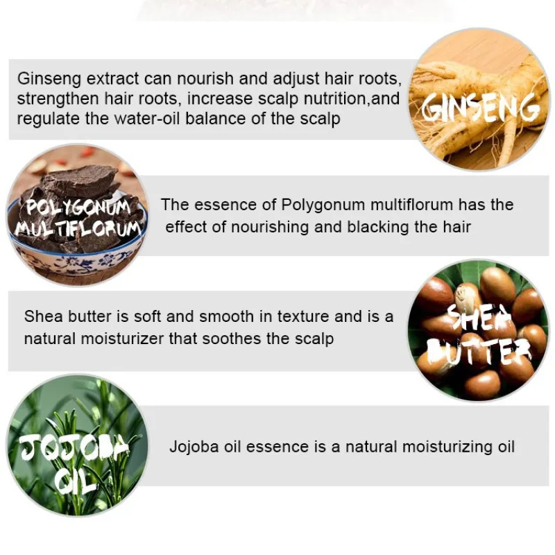 He Shou Wu sampo rambut hitam nutrisi rootvegetine Shampoo