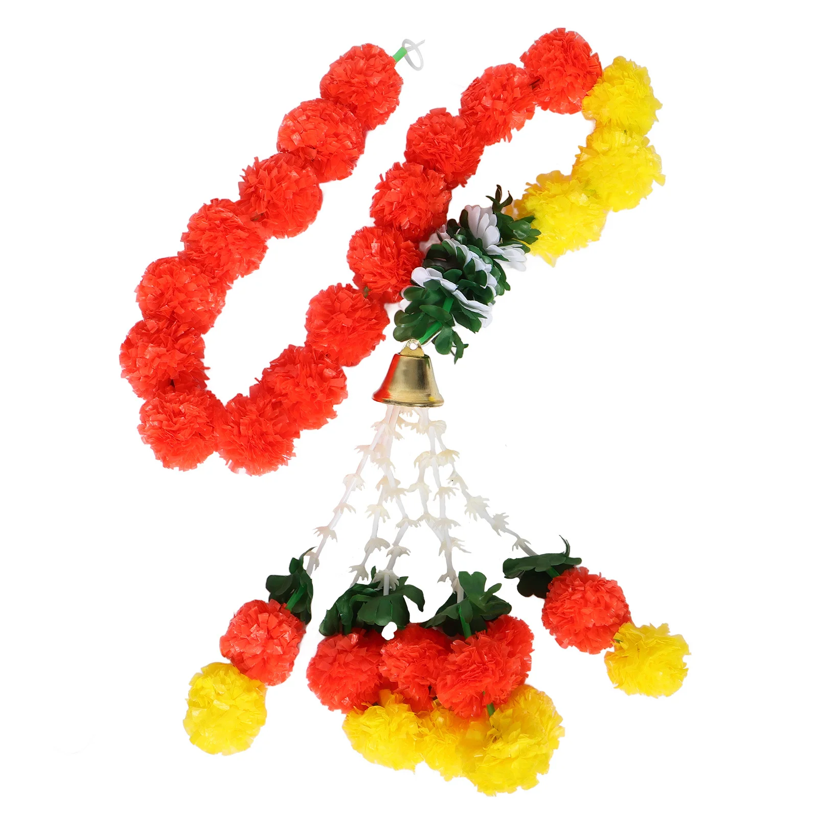 

Marigold Bell Garland Decoration Artificial Yellow Flower For Halloween Diwali Day Of The Dead Festival Home