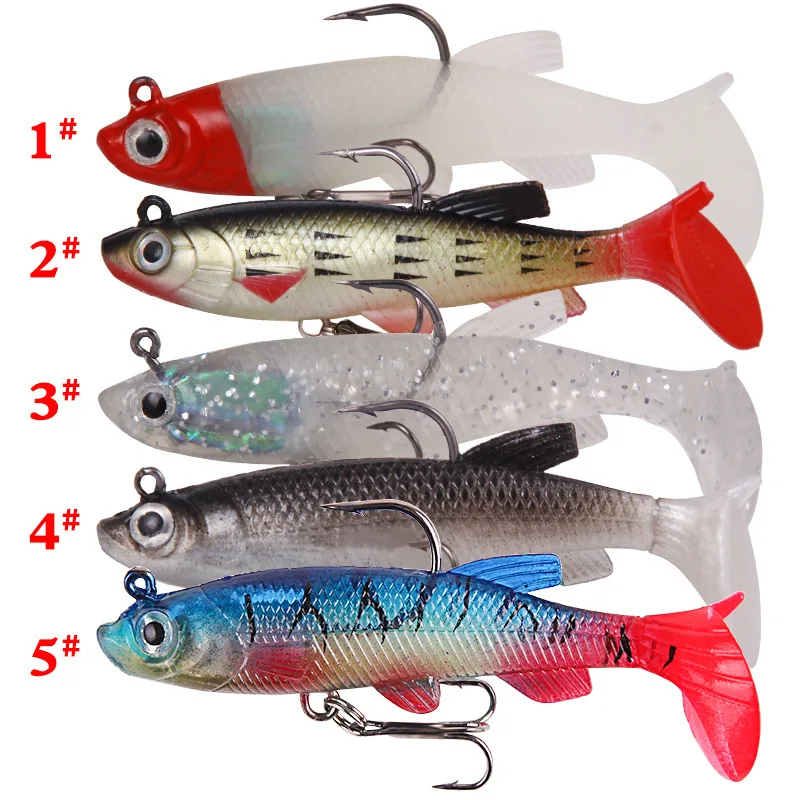 5-teiliges Set Angelköder Weichköder 8,5cm/13g Künstlicher Köder Coole Angelhaken Angelzubehör – Detail 1