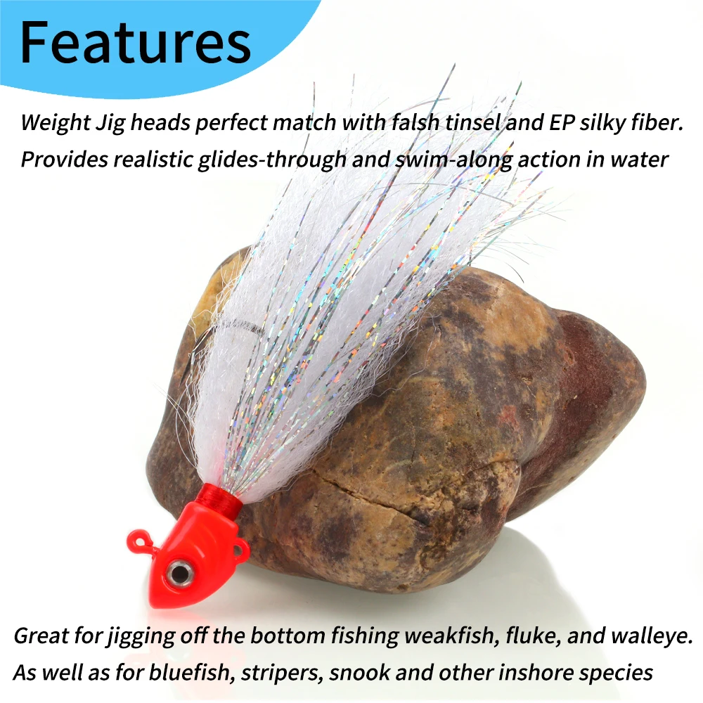 10g 15g 20g เหยื่อตกปลาแบบจมอย่างรวดเร็วเหยื่อปลอมพร้อมไฟเบอร์กะพริบเบส/น้ำจืด/น้ำเค็ม