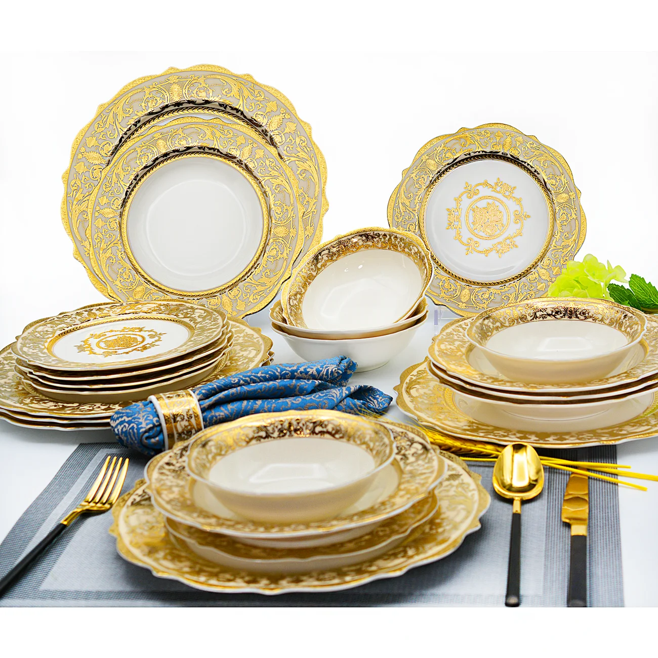 Gold Decoration Beautiful Pattern Tableware Dishwasher Safety Products