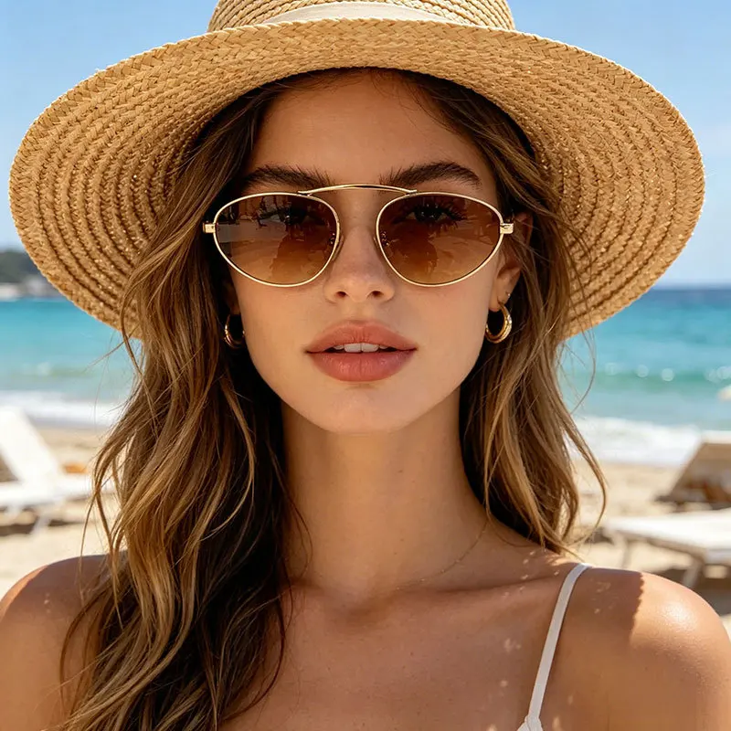 Vintage Slim Metal Double Bridge Aviator Pilot Sunglasses Various Frame Lens Shades UV400 Eyewear for Men Women Driving Outdoor