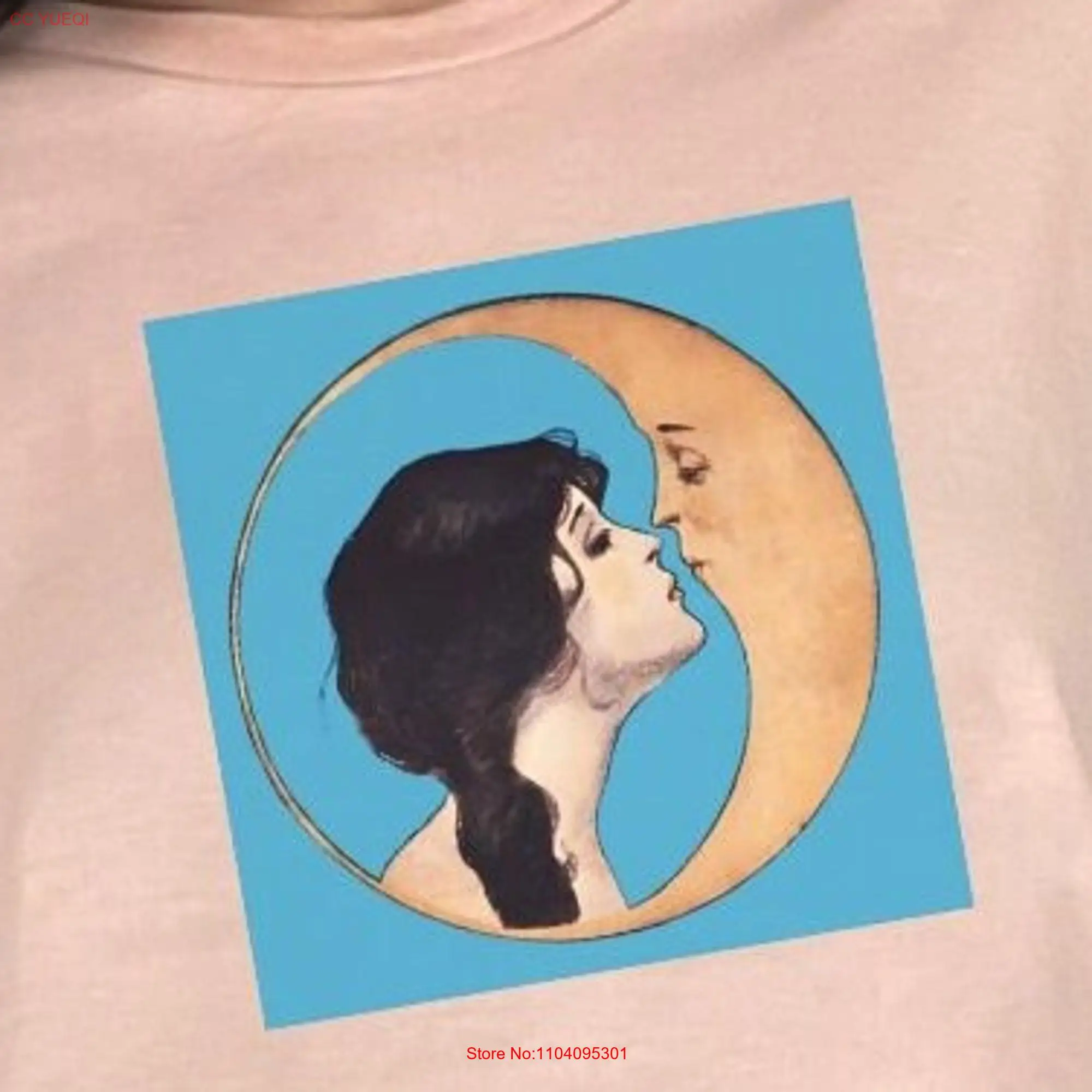 Aesthetic Kissing Moon T Shirt Dear Old Dixie Record Cover George Hayes Famous Art Woman Crescent Kiss