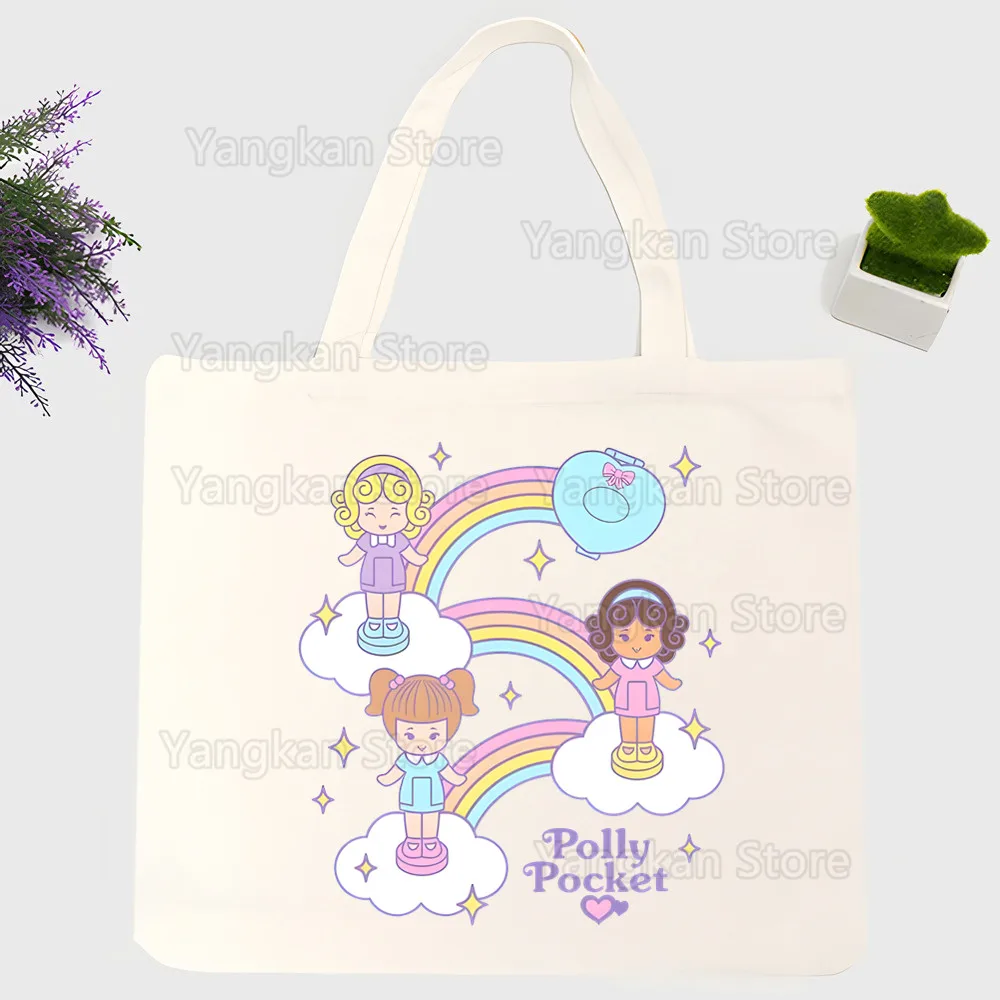 

Холщовая сумка на плечо с карманом Polly, женская забавная эко-экологическая сумка-шоппер в стиле Харадзюку большой вместимости