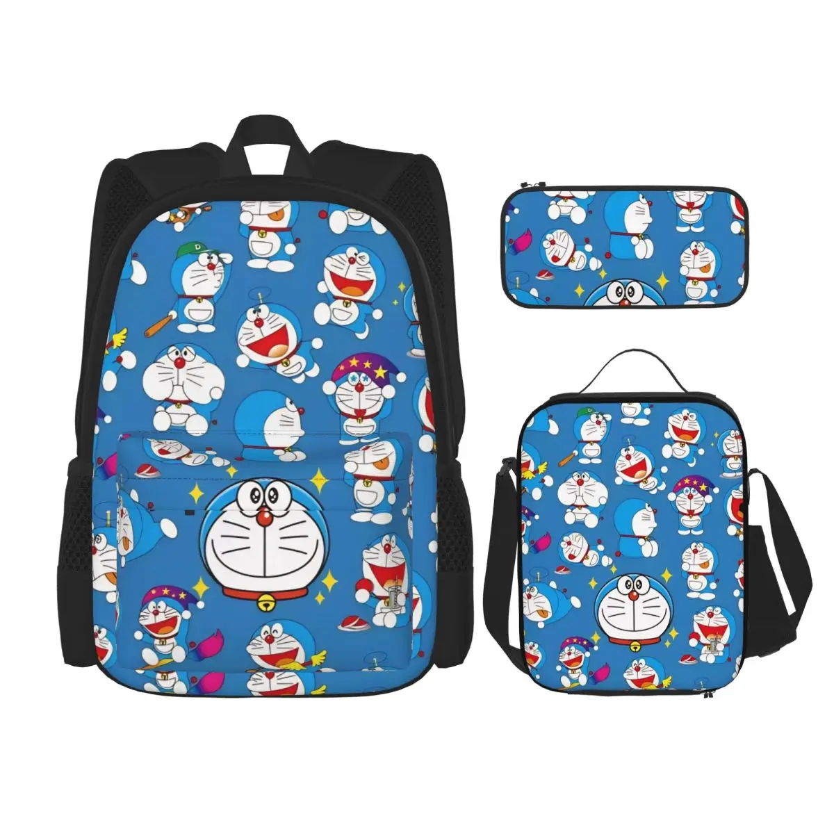 

Рюкзак D-Doraemons, 3 предмета в комплекте, для студентов, милый мультяшный рюкзак, сумка через плечо, сумка для обеда, пенал