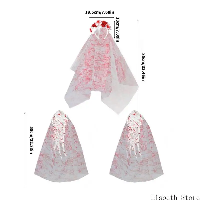 124A 무서운 혈액 효과 머리띠 및 성인 어린이 의상 파티를 위한 어울리는 슬리브