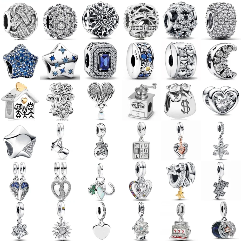 

NEW 925 Silver Moon, House, Heart shaped Bead Pendant Suitable for European Original Bracelet DIY Accessories Exquisite Jewelry