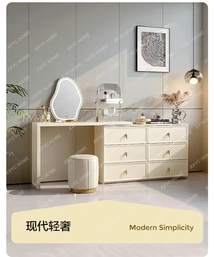 

NN Drawers Chair Lights Vanity Storage Mirror Led Stool Cabinet Makeup Desk Girl White Luxury Coiffeuse De Chambre Furniture