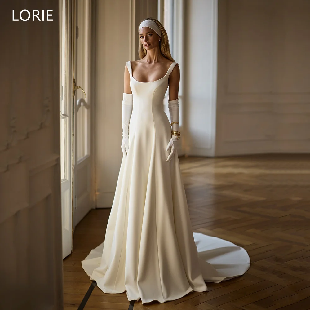 

LORIE Elegant Wedding Dresses Spaghetti Straps Sleeveless Bride Prom Gown Draped A-Line Floor-Length Bridal Gowns Customized
